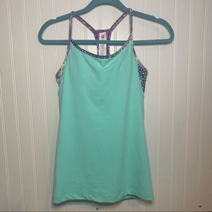 ☀️3/$25 Teal Fabletics Norwalk Workout Tank Top with Built in Bra